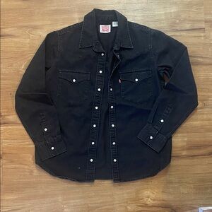 Levi's Black Western pearl button Snap-Front Shirt Jacket